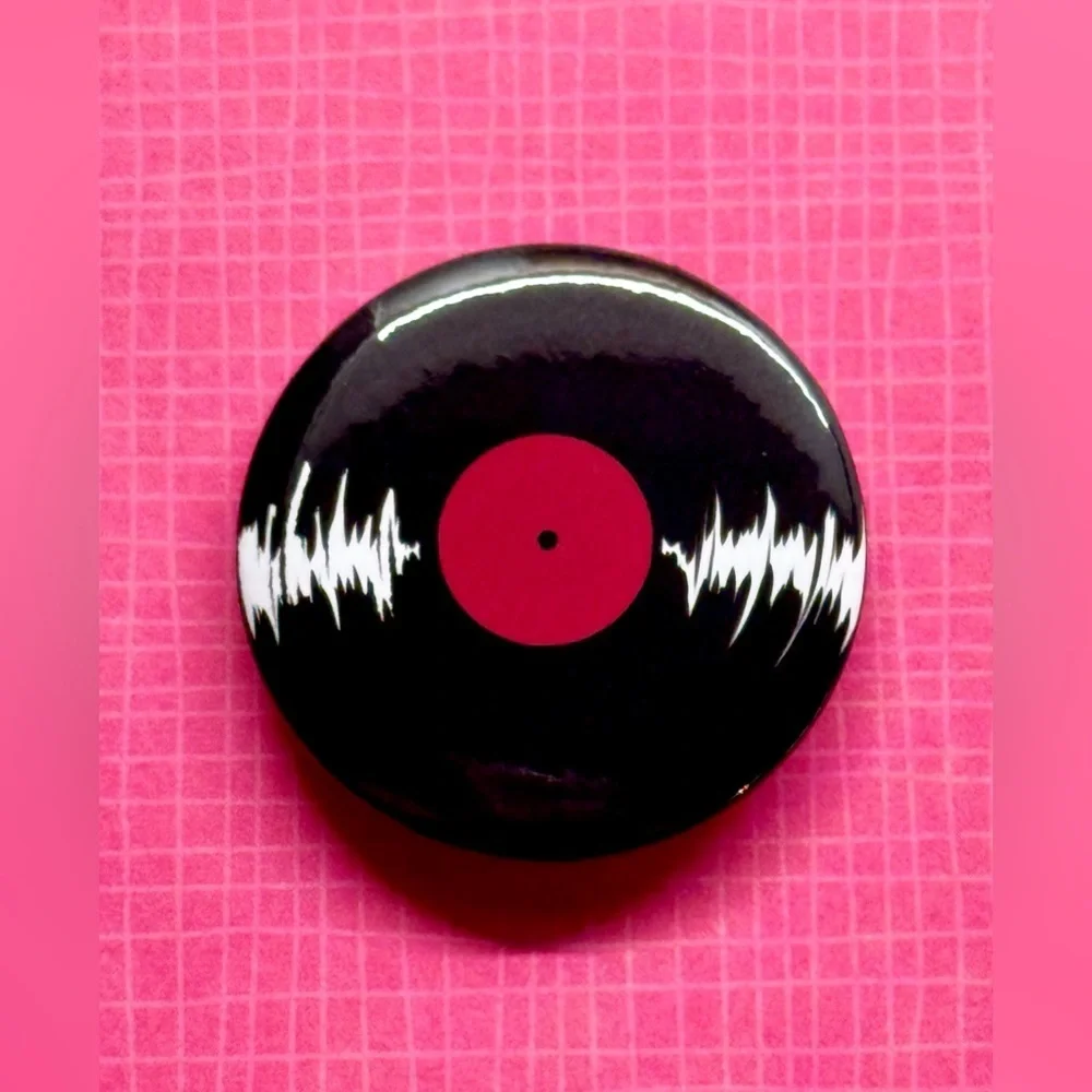 New Vinyl Record Rock Pop Synthpop Music Retro 70s 80s 90s Style Pin - 1.75”